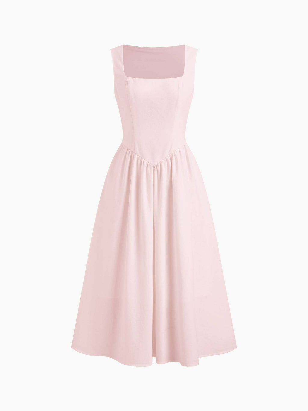 Linen-blend Square Neck Ruffle Dress | D56 - view 4