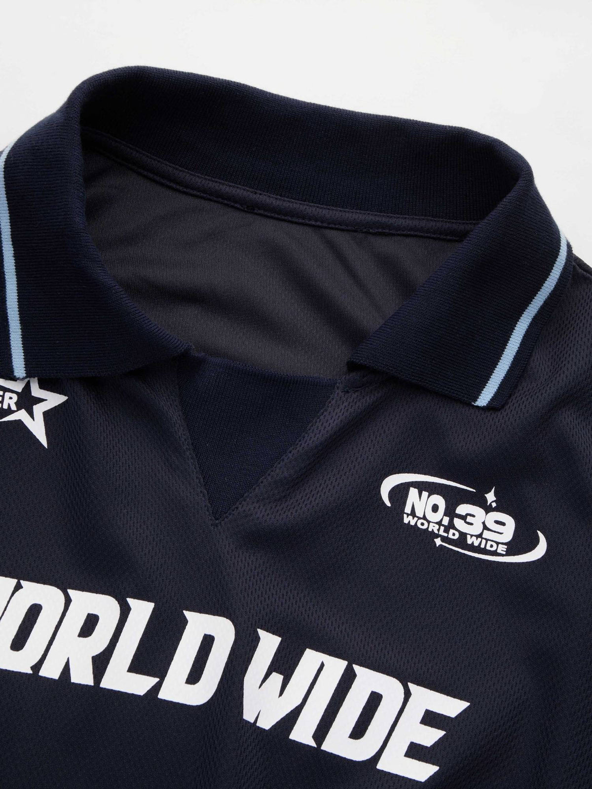 WORLD WIDE NO.39 Polo Contrasting Binding Ruched Short Sleeve Tee | TS56 - view 2