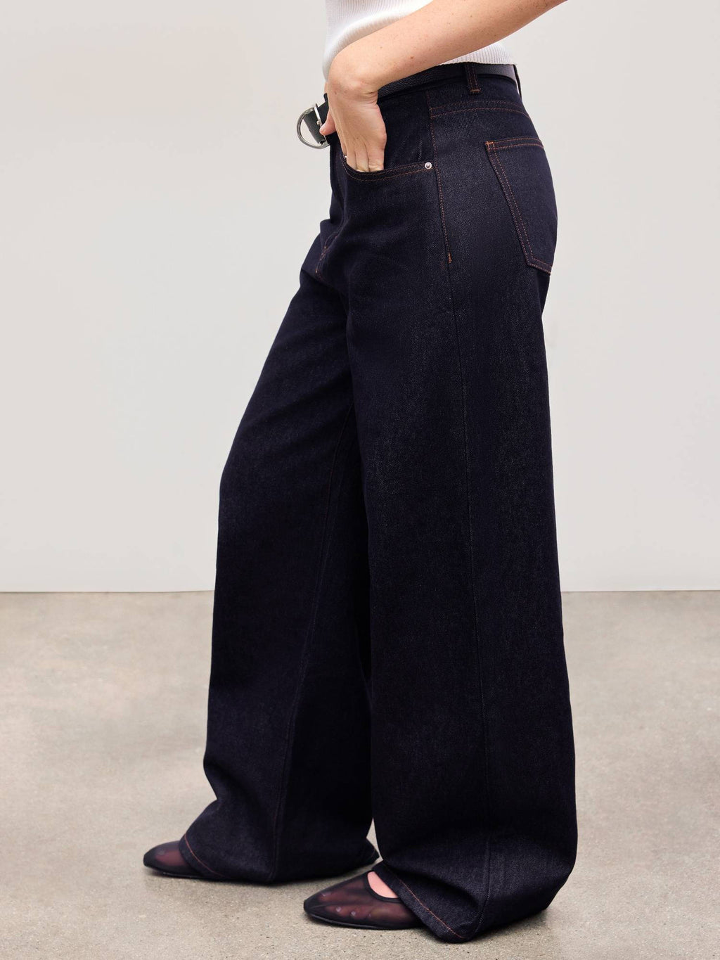 Denim Mid Rise Pocket Wide Leg Jeans | WL90 - view 5