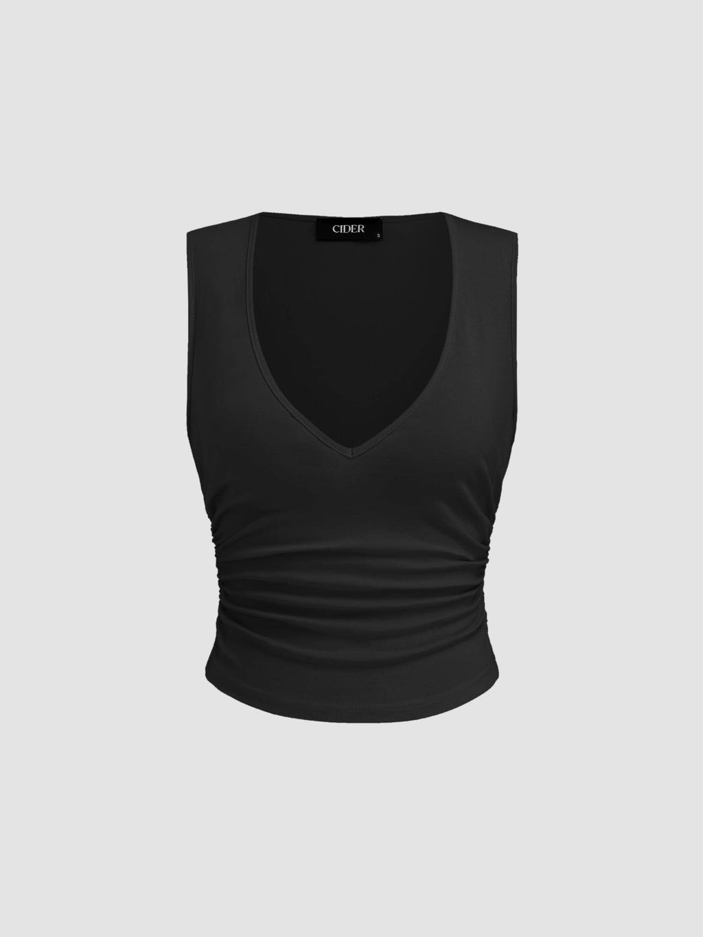 Cotton-blend V-neck Ruched Tank Top | TT98 - view 16