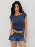 Boat Neck Ruched Tee | TS56 - view 1