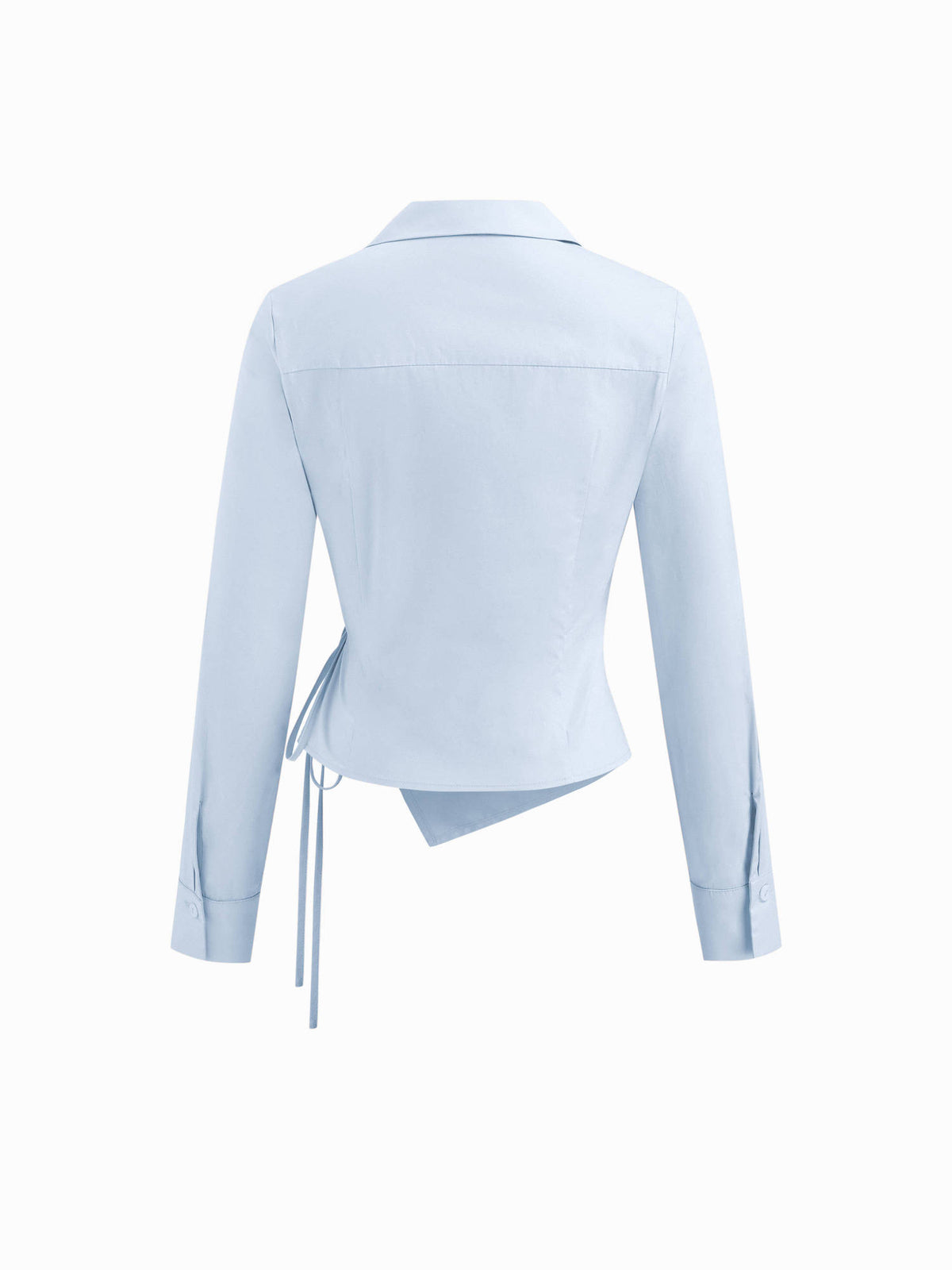 100% Cotton Collar V-neck Long Sleeve Wrap Tie Side Shirt | S67 - view 2