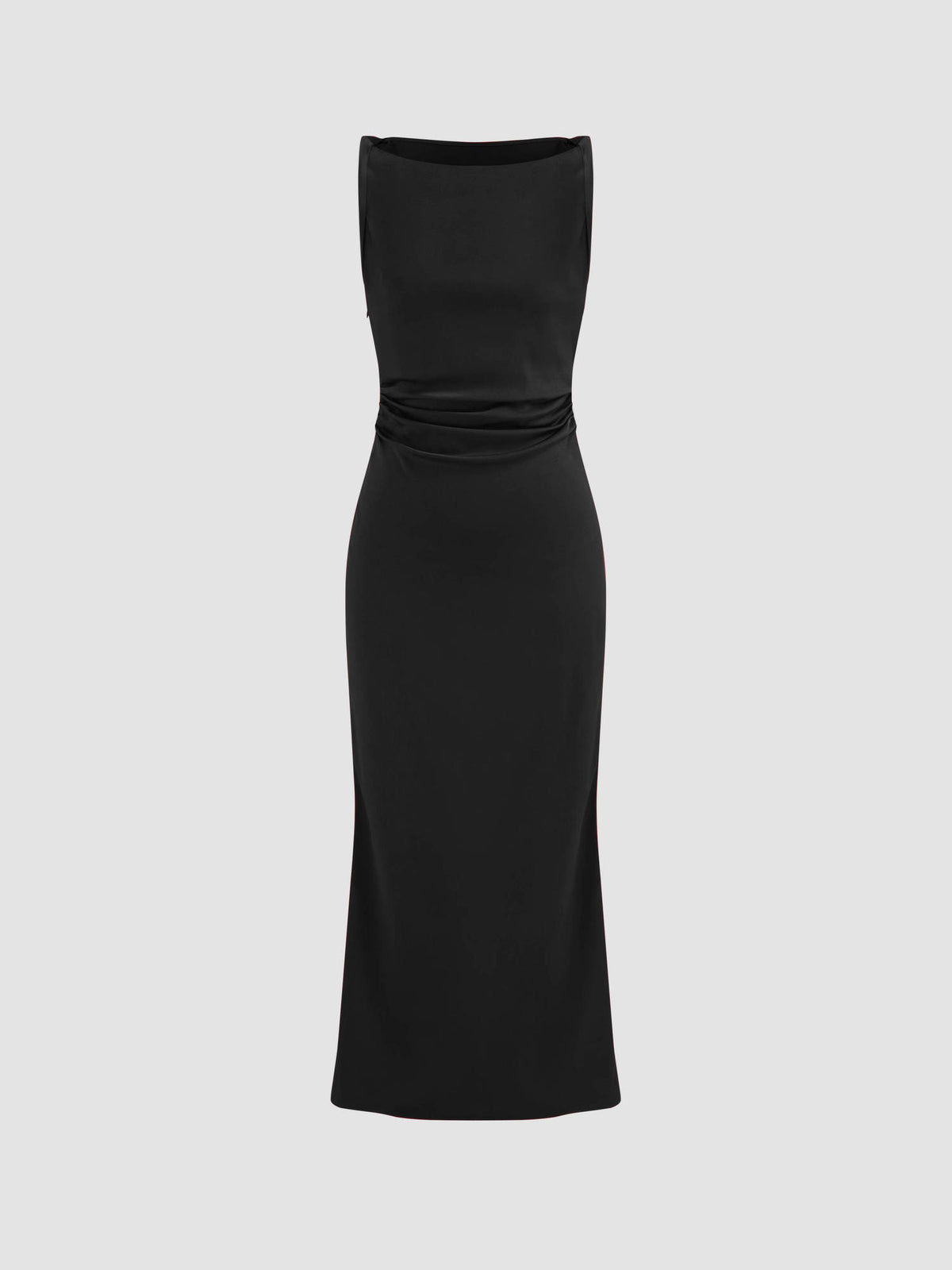 Satin Boat Neck Ruched Maxi Dress | D56 - view 11