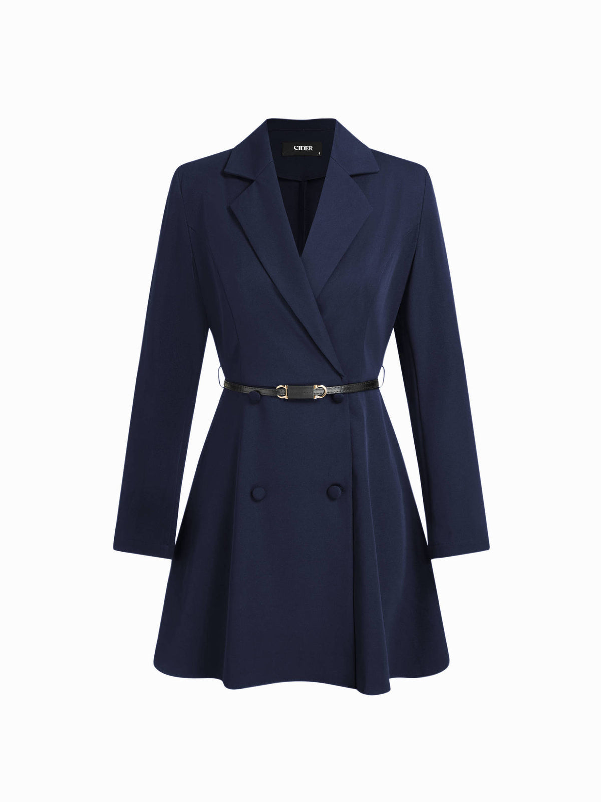 Notched Collar V-neck Blazer Dress With Belt | D56 - view 14