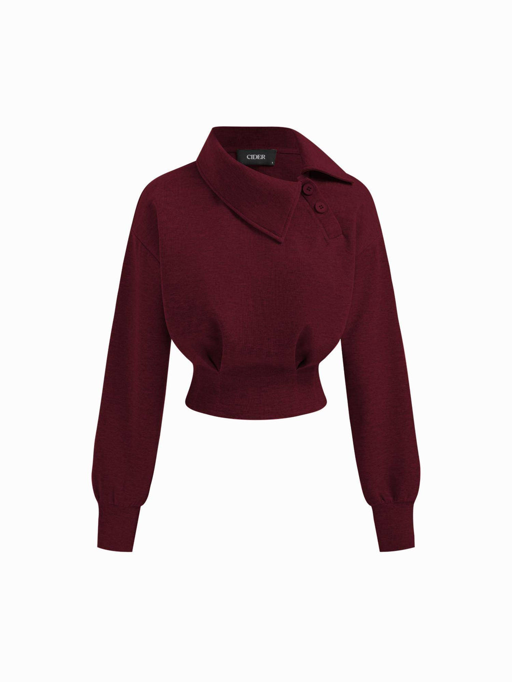 Asymmetrical Neck Long Sleeve Cinched Waist Sweatshirt | SS90 - view 6