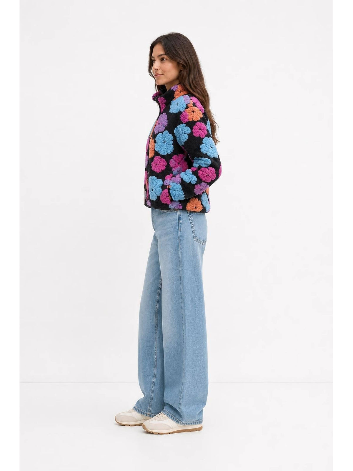 Teddy Fleece Women's Oversized Floral Winter Jacket Multi-Color | JC78 - view 2