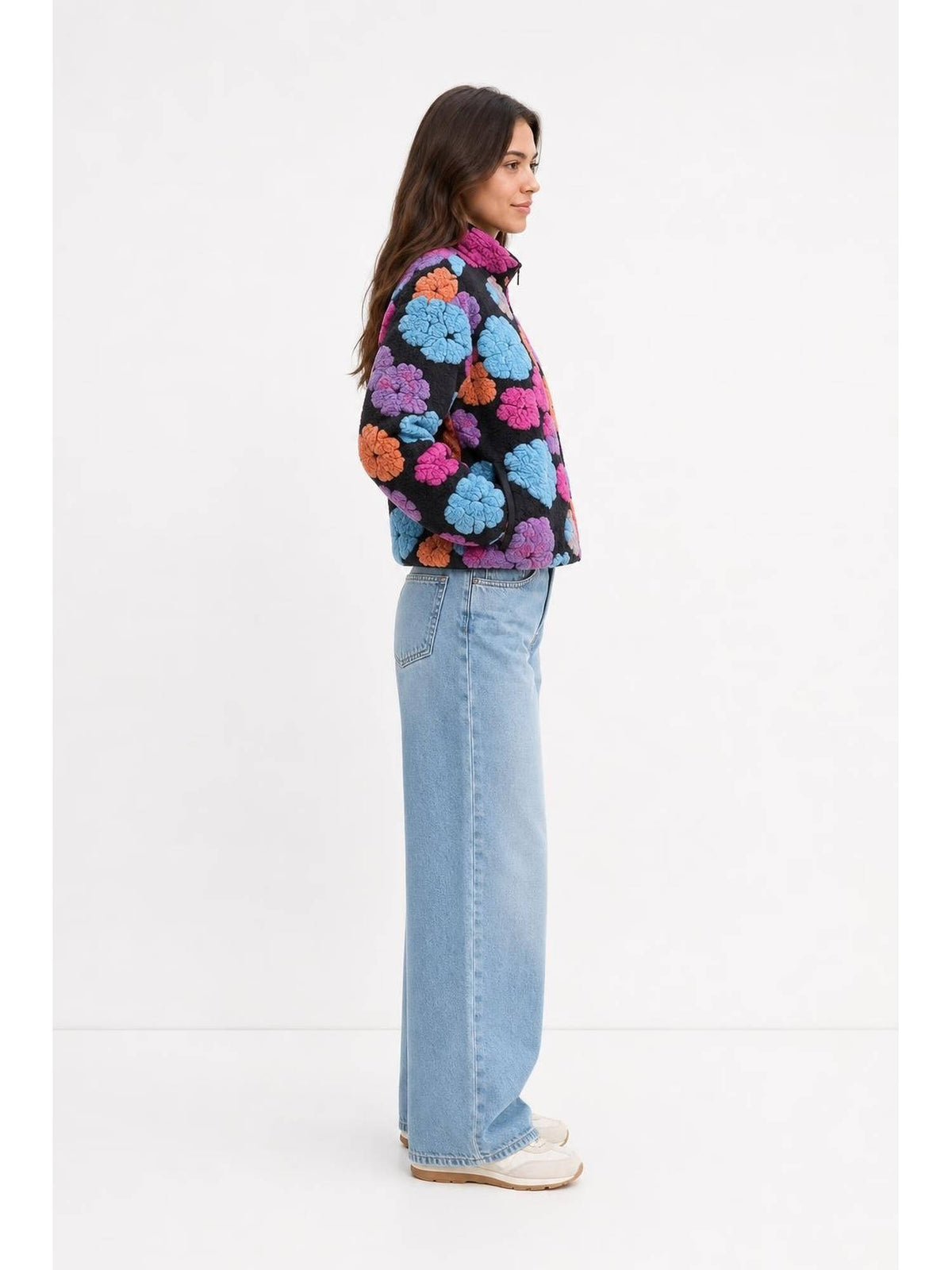 Teddy Fleece Women's Oversized Floral Winter Jacket Multi-Color | JC78 - view 4