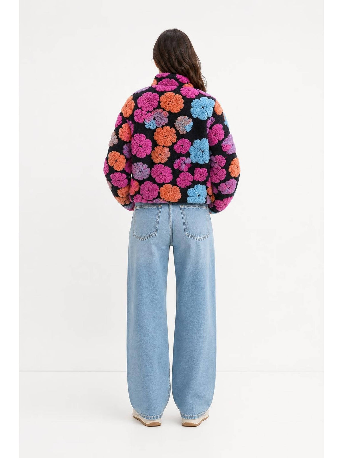 Teddy Fleece Women's Oversized Floral Winter Jacket Multi-Color | JC78 - view 5