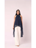Women Blue Chiffon Solid Top | HT67 - view 1
