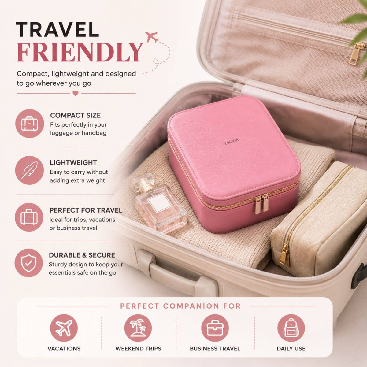 Makeup Organizer With Led Mirror, Travel Case With Jewelry Storage And 3 Color Light | C83 - view 5