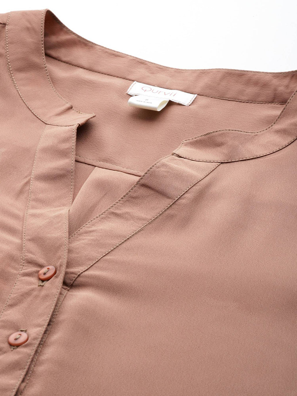 Caramel French Crepe Half Placket Shirt | S67 - view 3