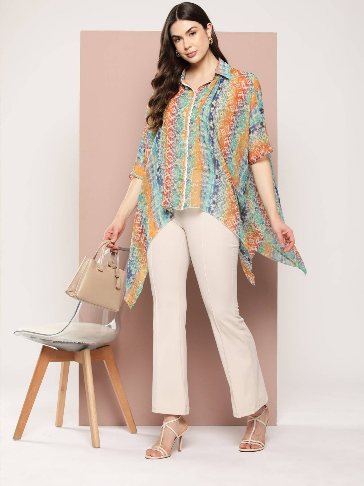 Multi Georgette Lace Kaftan Shirt | S67 - view 5