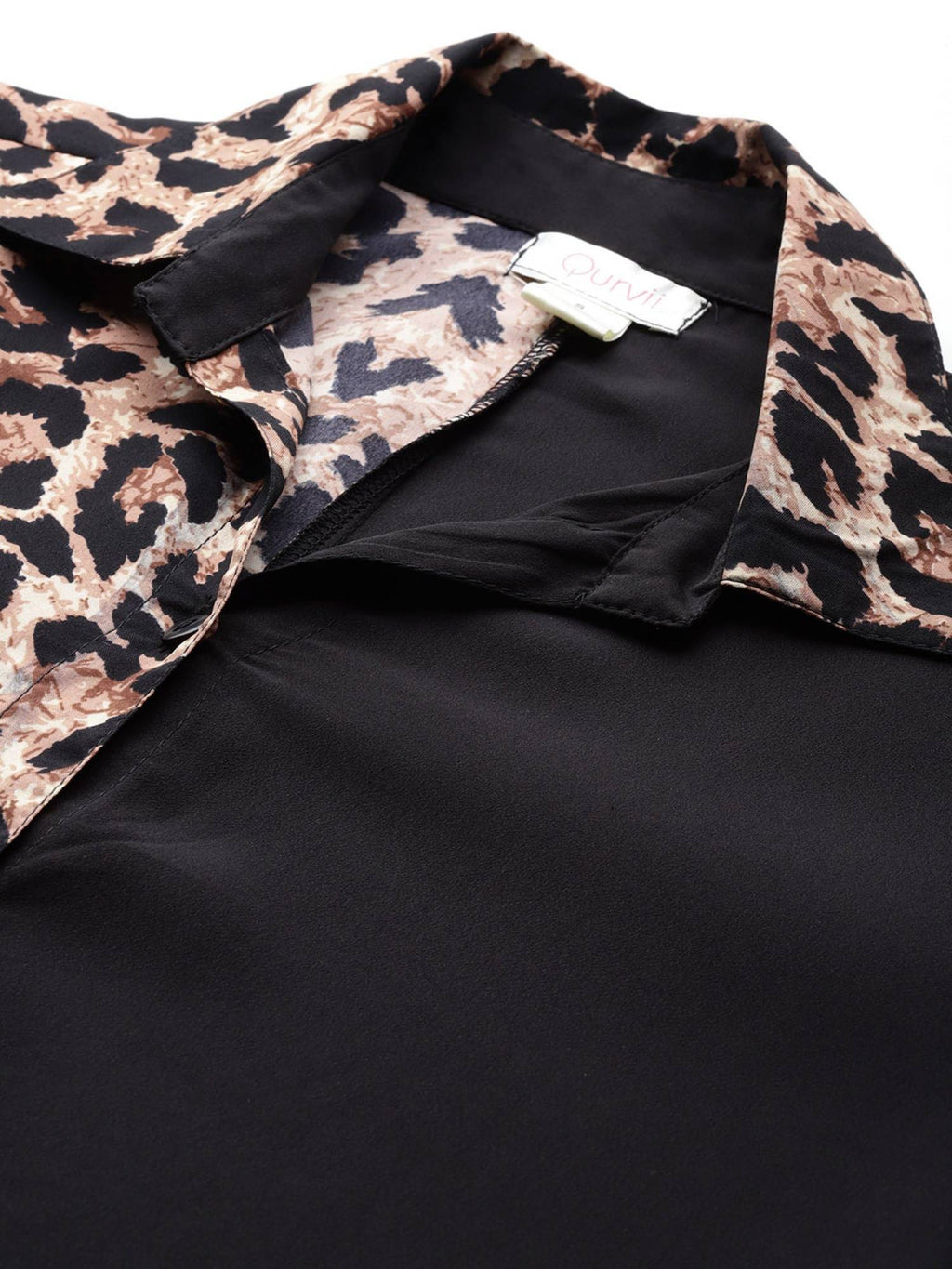 Half Leopard Print and Half Solid Black Shirt | S67 - view 3