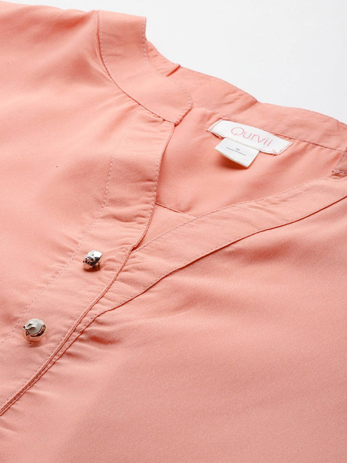 Solid Wine Half Placket Mandarin Collar Shirt | S67 - view 13