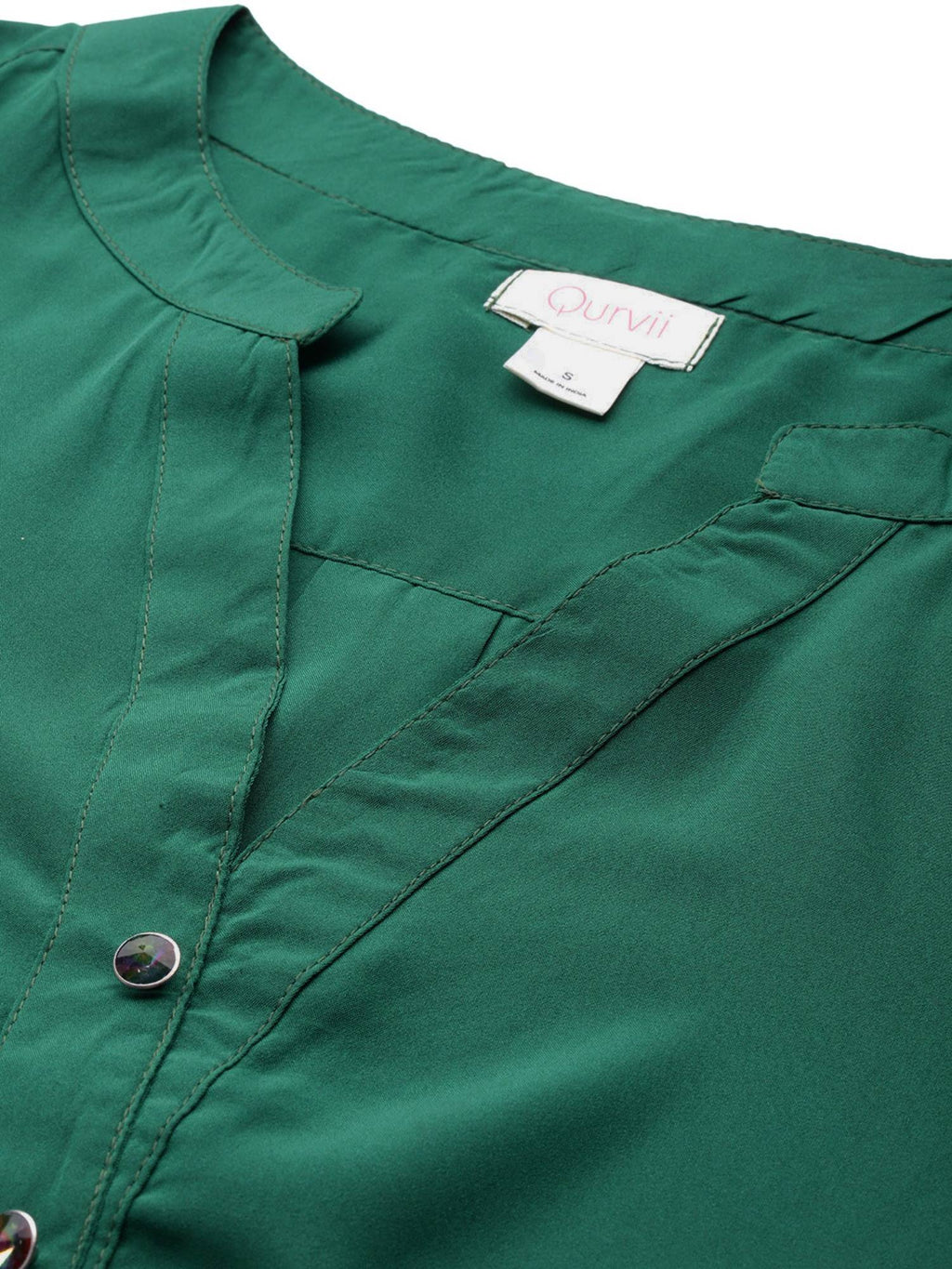 Solid Wine Half Placket Mandarin Collar Shirt | S67 - view 8