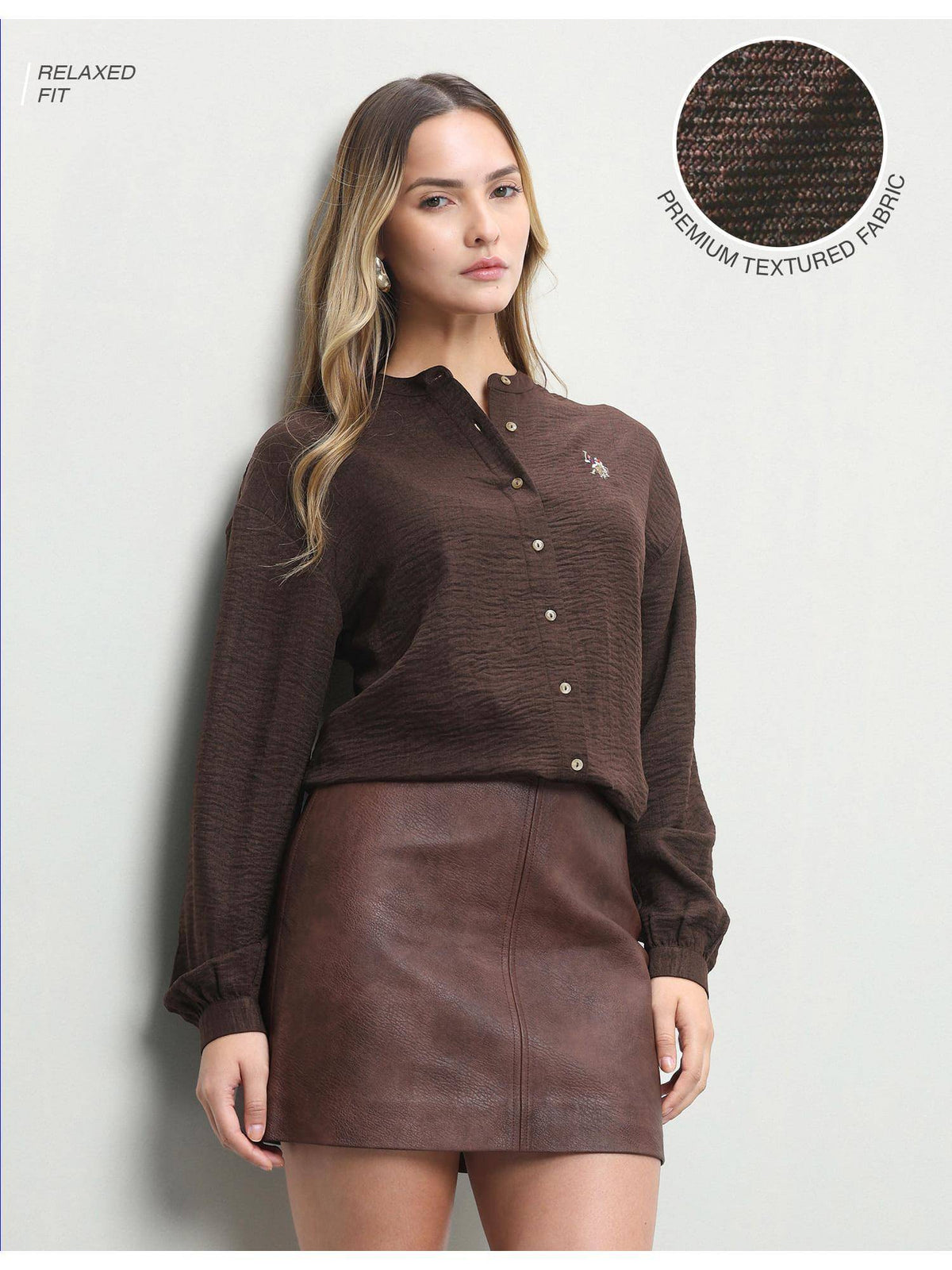 Women Brown Casual Relaxed Fit Shirt | S67 - view 1