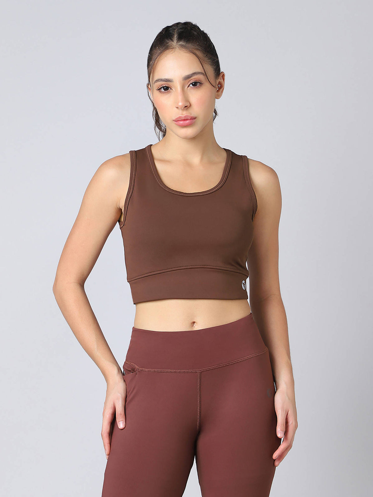 Women Slim Fit Scoop Neck Sports Bra With Elastic Plus Workout Support Black | sb09 - view 7