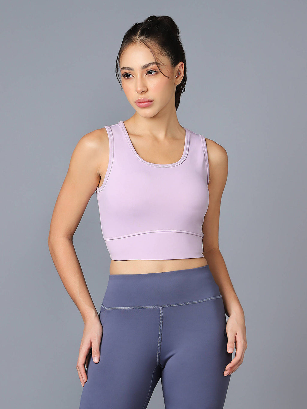 Women Slim Fit Scoop Neck Sports Bra With Elastic Plus Workout Support Green | sb09 - view 13