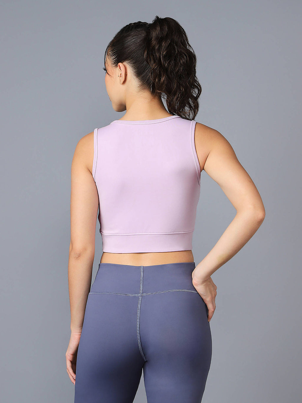 Women Slim Fit Scoop Neck Sports Bra With Elastic Plus Workout Support Black | sb09 - view 14