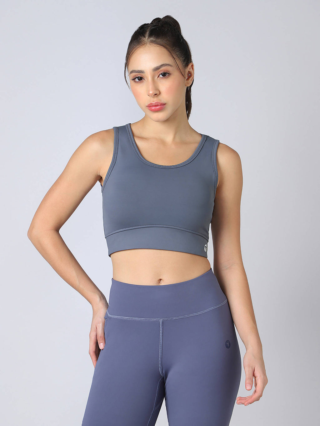 Women Slim Fit Scoop Neck Sports Bra With Elastic Plus Workout Support Green | sb09 - view 19