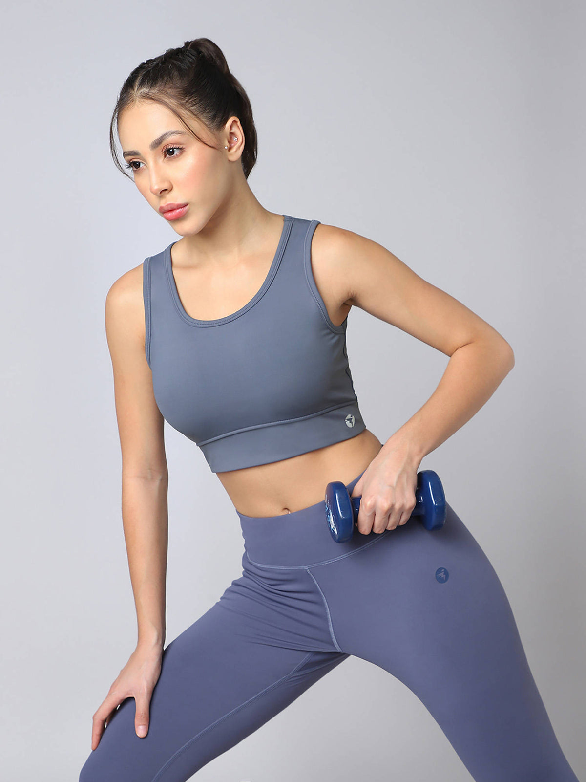 Women Slim Fit Scoop Neck Sports Bra With Elastic Plus Workout Support Green | sb09 - view 22