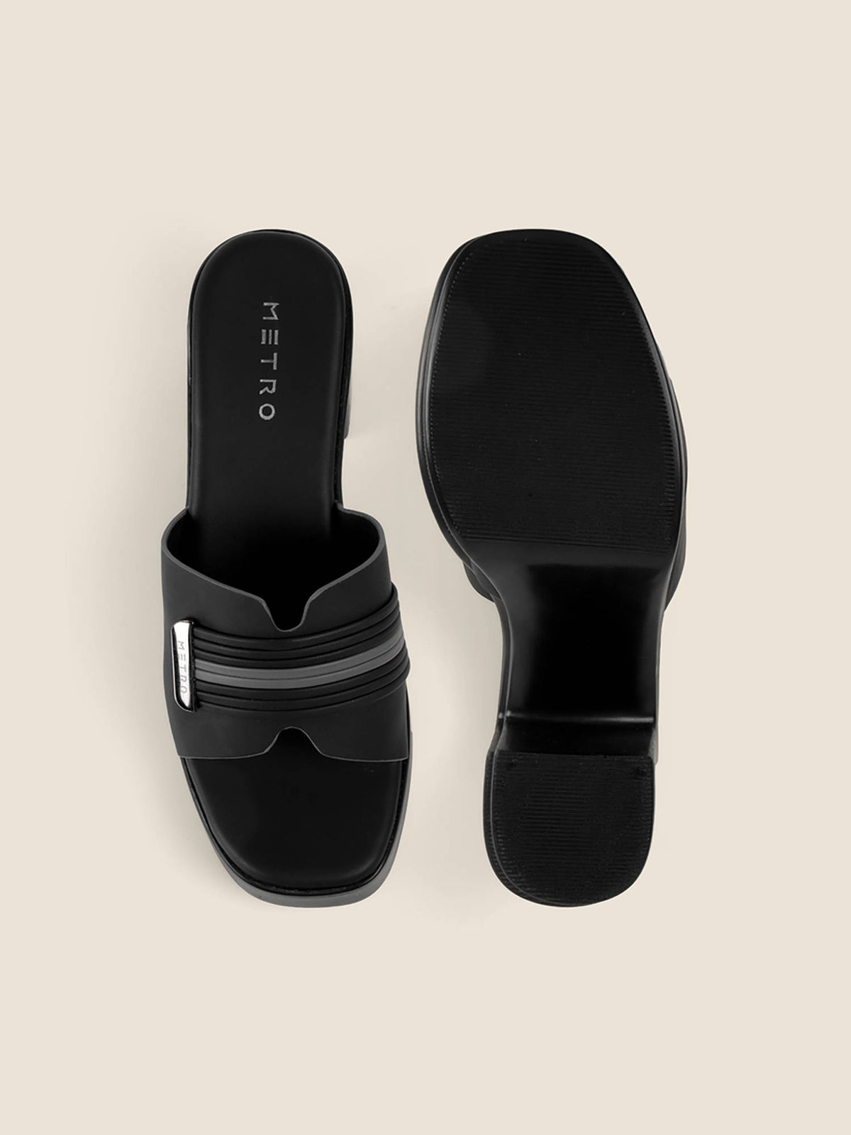 Women Black Casual Sandal Heels | H78 - view 4