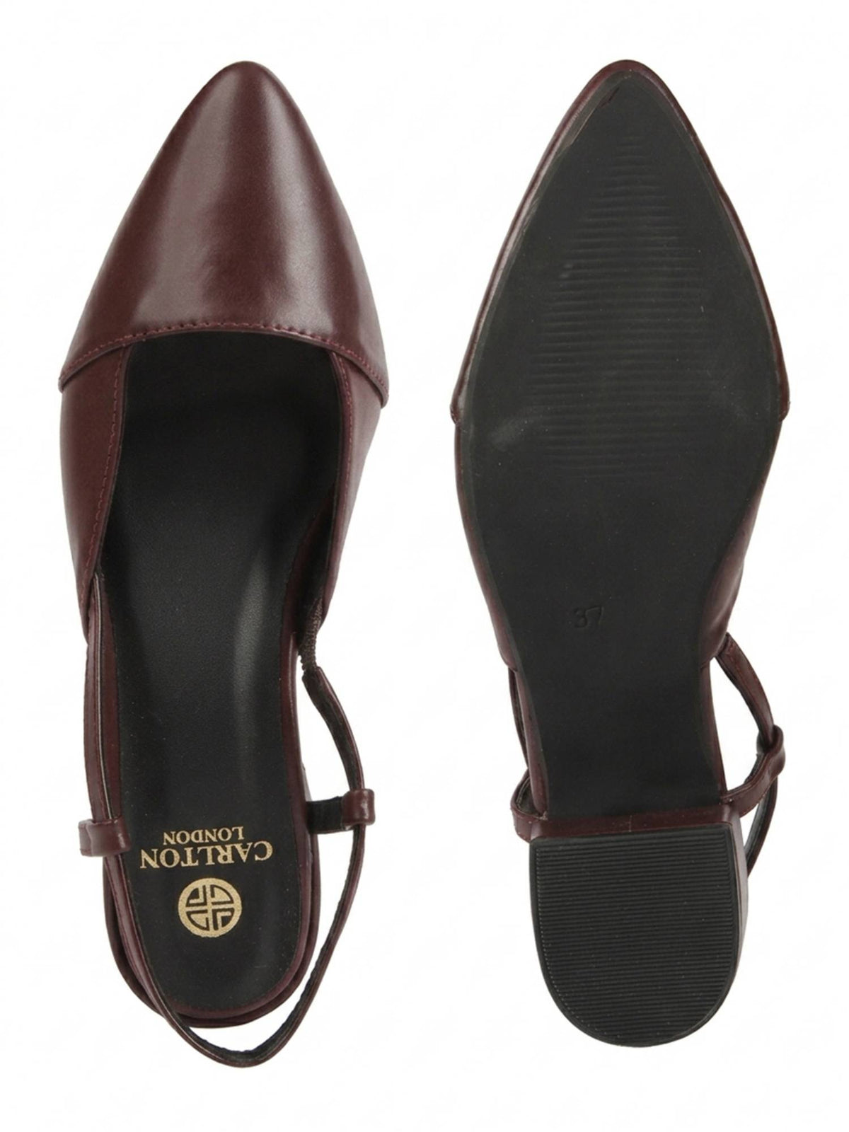 Women Pointed Toe Low Block Heel Slingback Sandals - Maroon | H78 - view 8