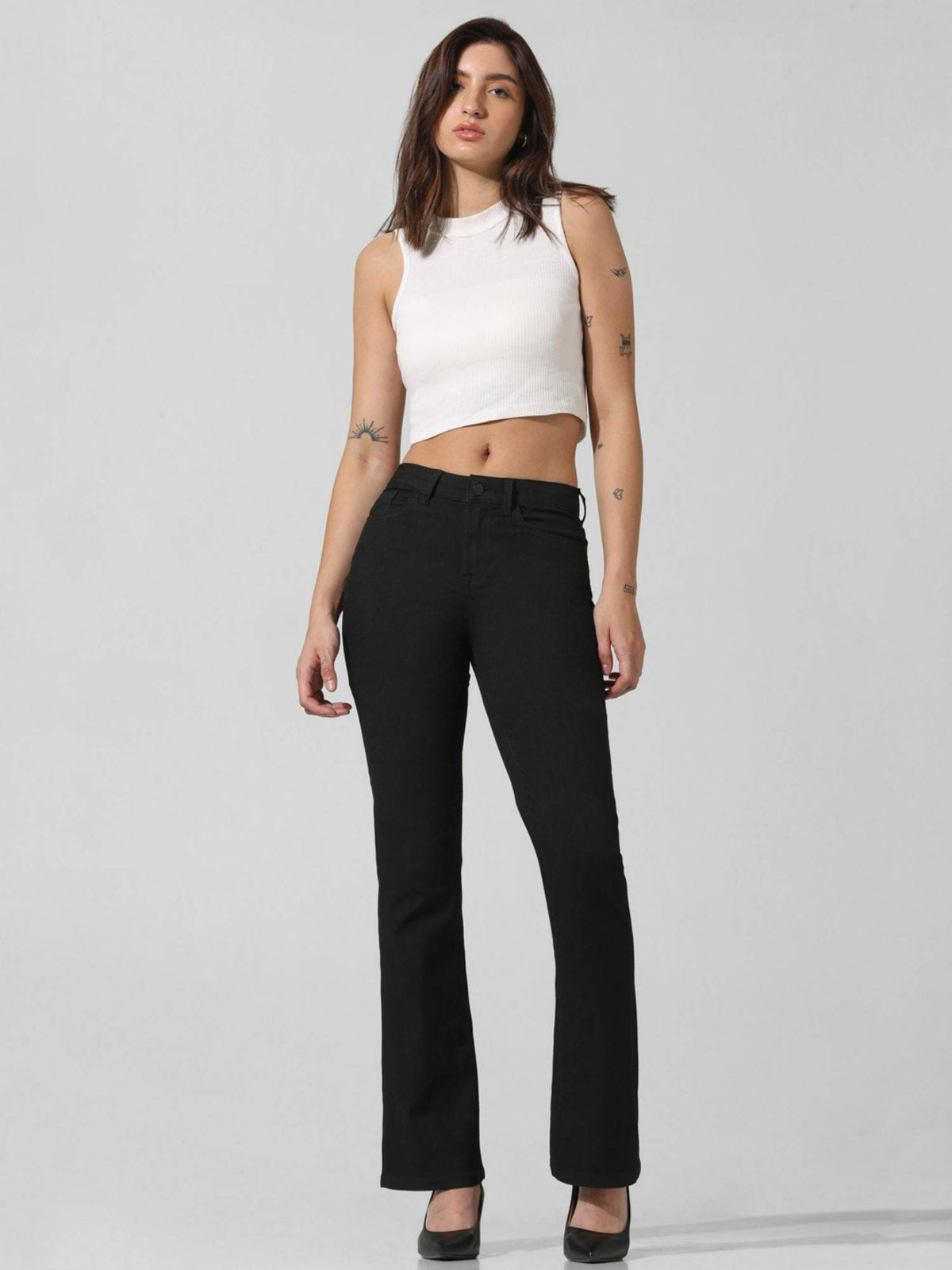 High Waist Black Flared Jeans | BG78 - view 1