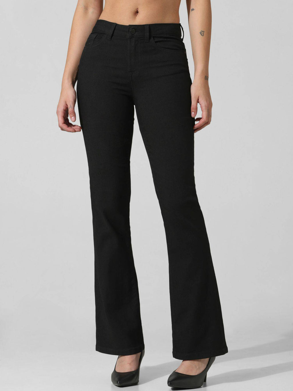 High Waist Black Flared Jeans | BG78 - view 2