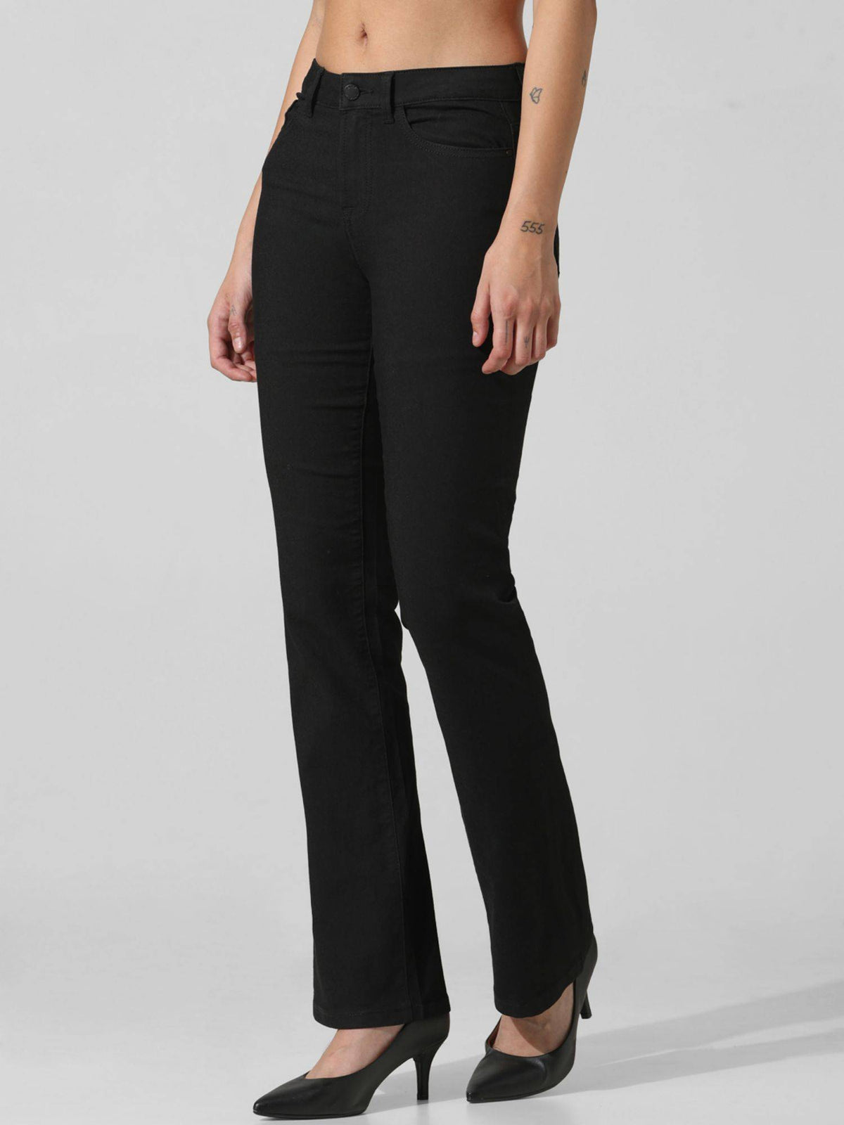 High Waist Black Flared Jeans | BG78 - view 4