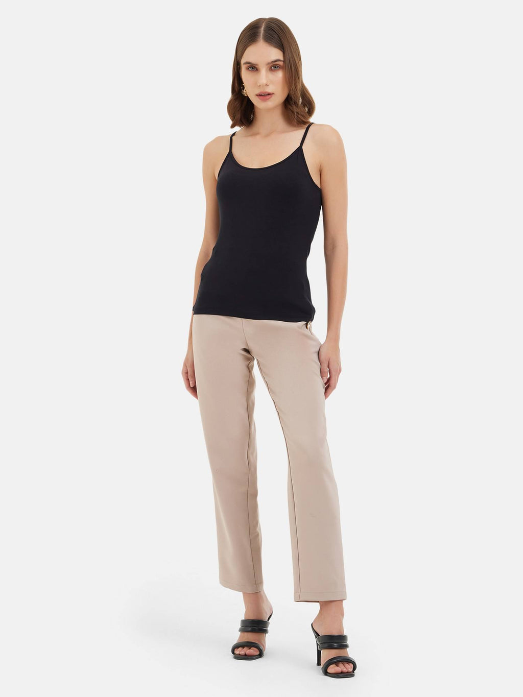 Black Basic Camisole Top with Adjustable Straps | TT98 - view 3