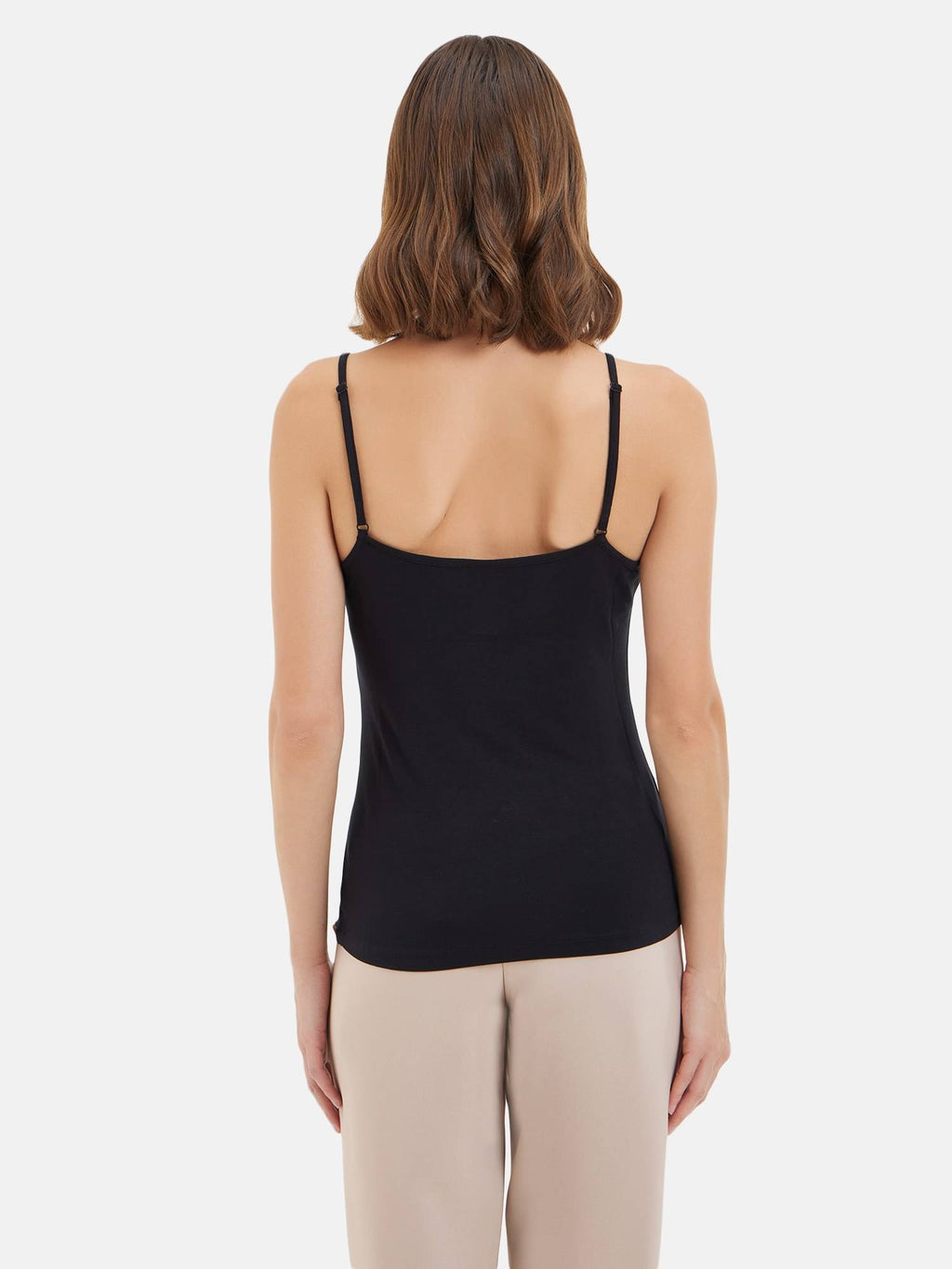 Black Basic Camisole Top with Adjustable Straps | TT98 - view 4