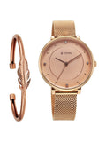 Purple Stackable Quartz Analog Peach Dial Watch for Women with Bracelet | W92 - view 1
