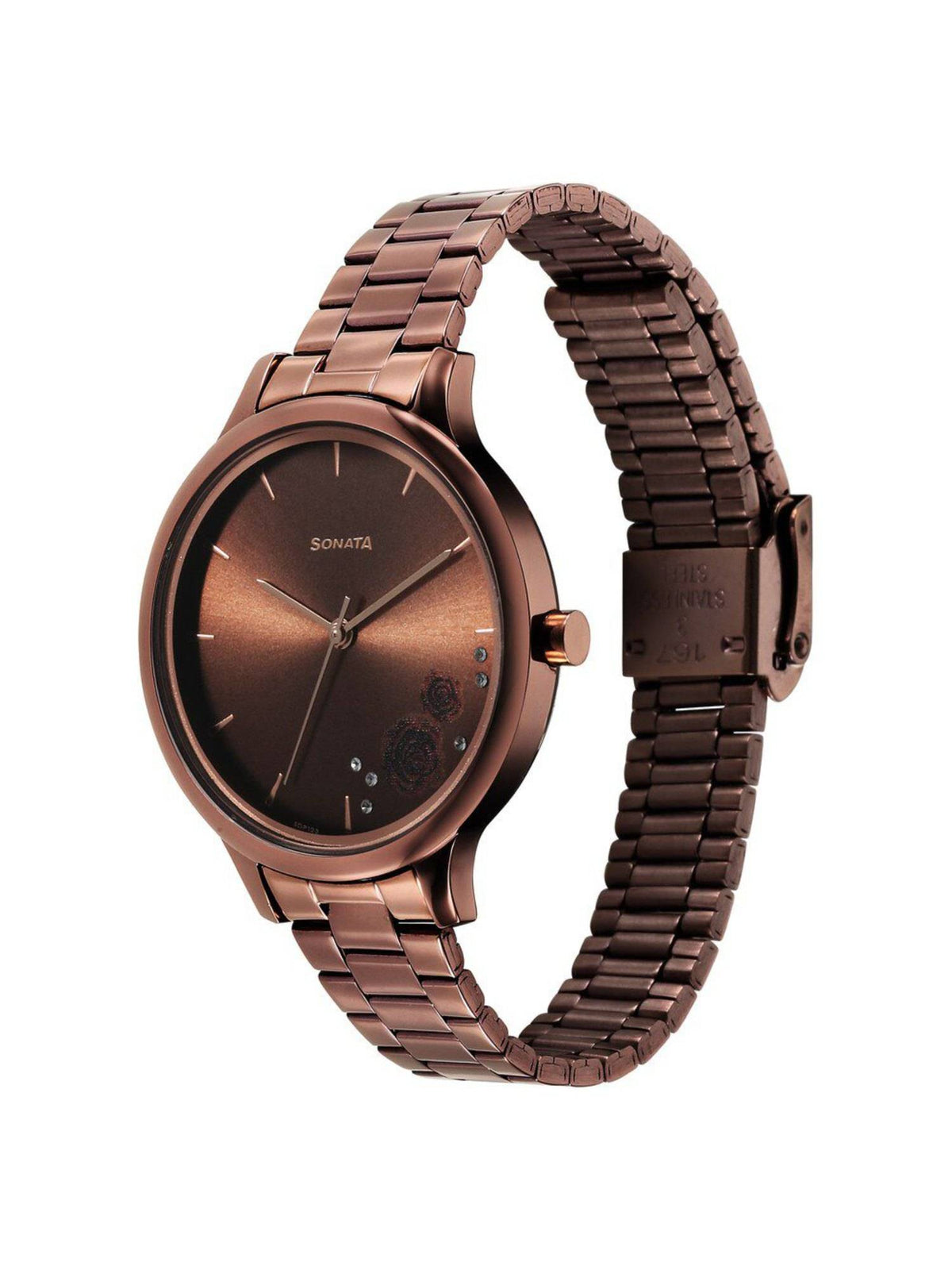 Blush Quartz Analog Brown Dial Stainless Steel Strap Watch for Women | W92 - view 2