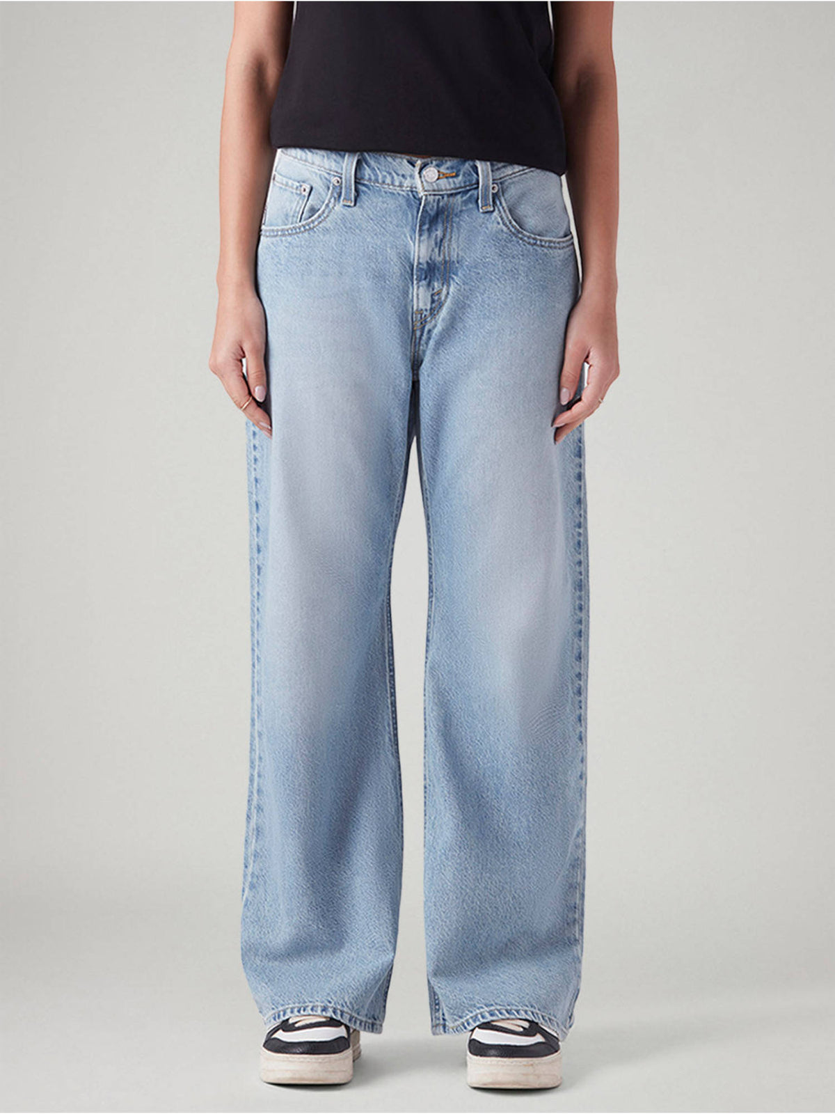 Womens Light-Blue Loose Bootcut Fit High Rise Jeans | BT10 - view 1