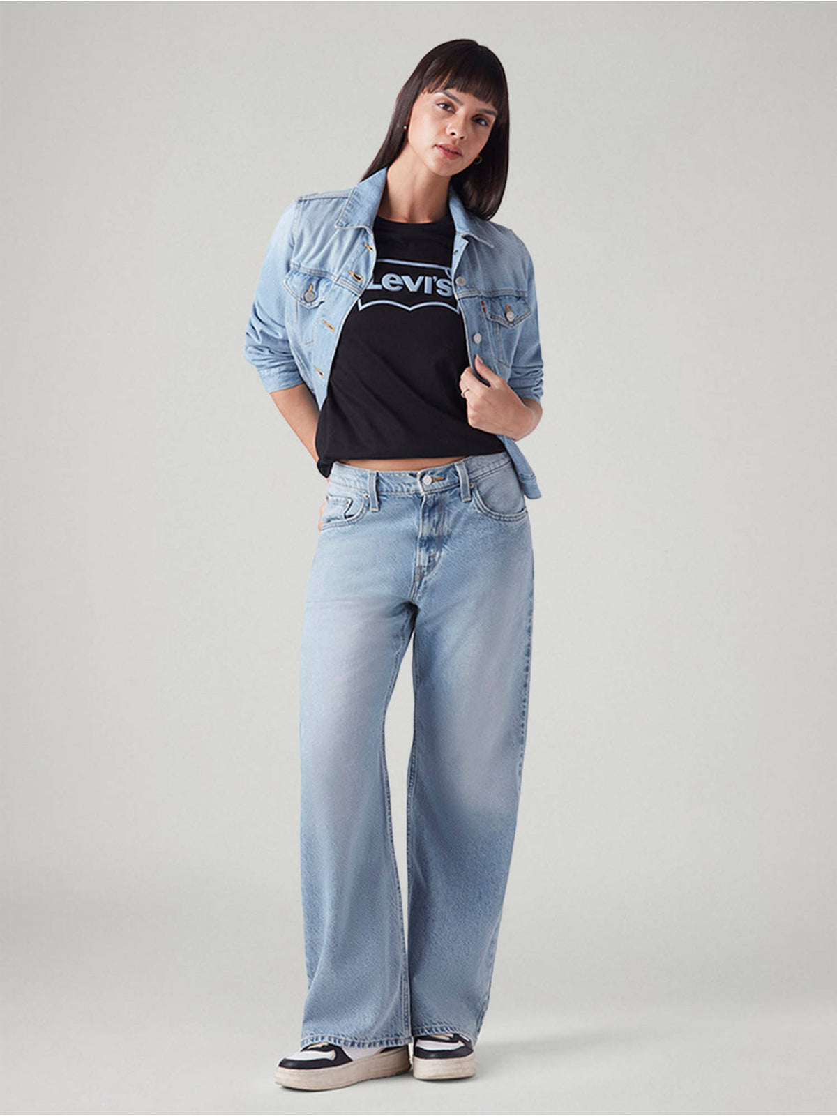 Womens Light-Blue Loose Bootcut Fit High Rise Jeans | BT10 - view 2