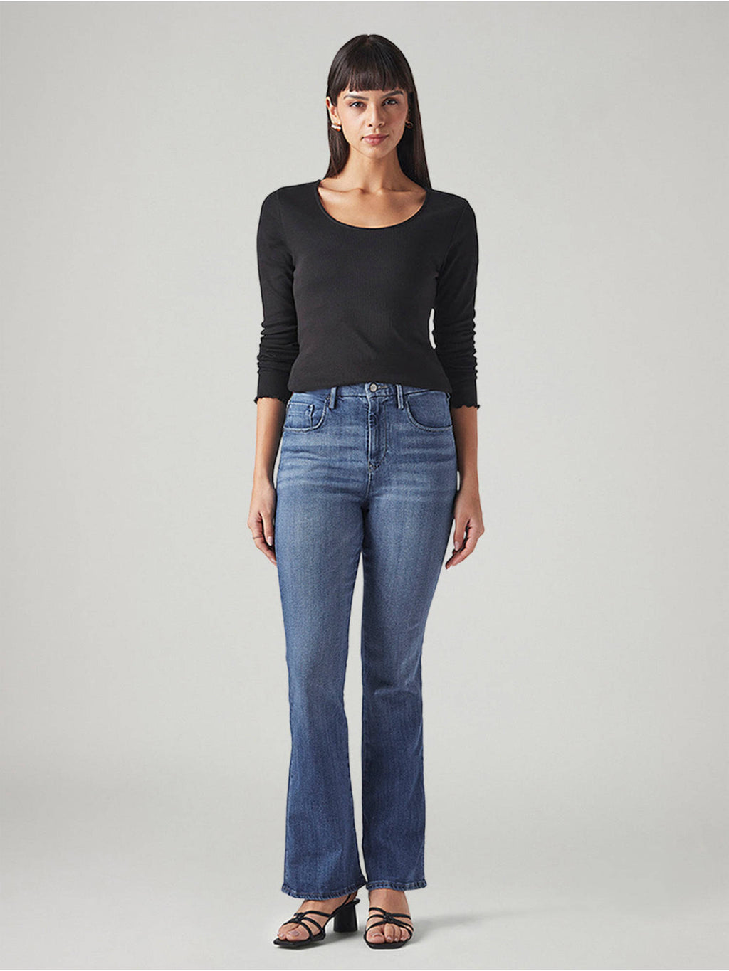 Womens 725 Blue Bootcut Fit High Rise Red Loop Jeans | BT10 - view 1
