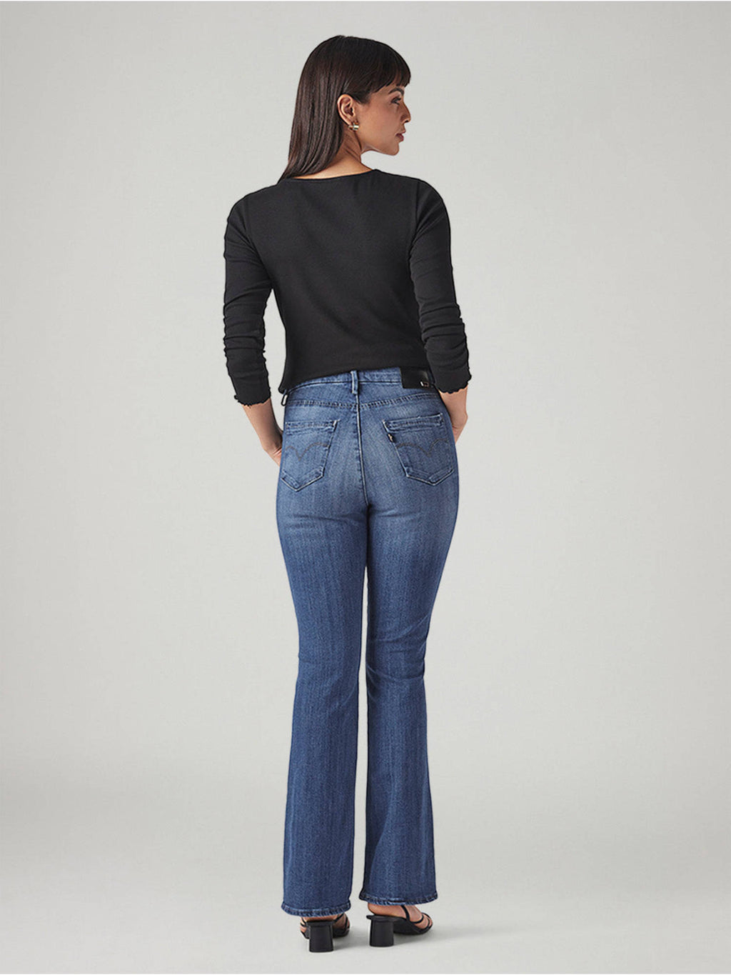 Womens 725 Blue Bootcut Fit High Rise Red Loop Jeans | BT10 - view 2