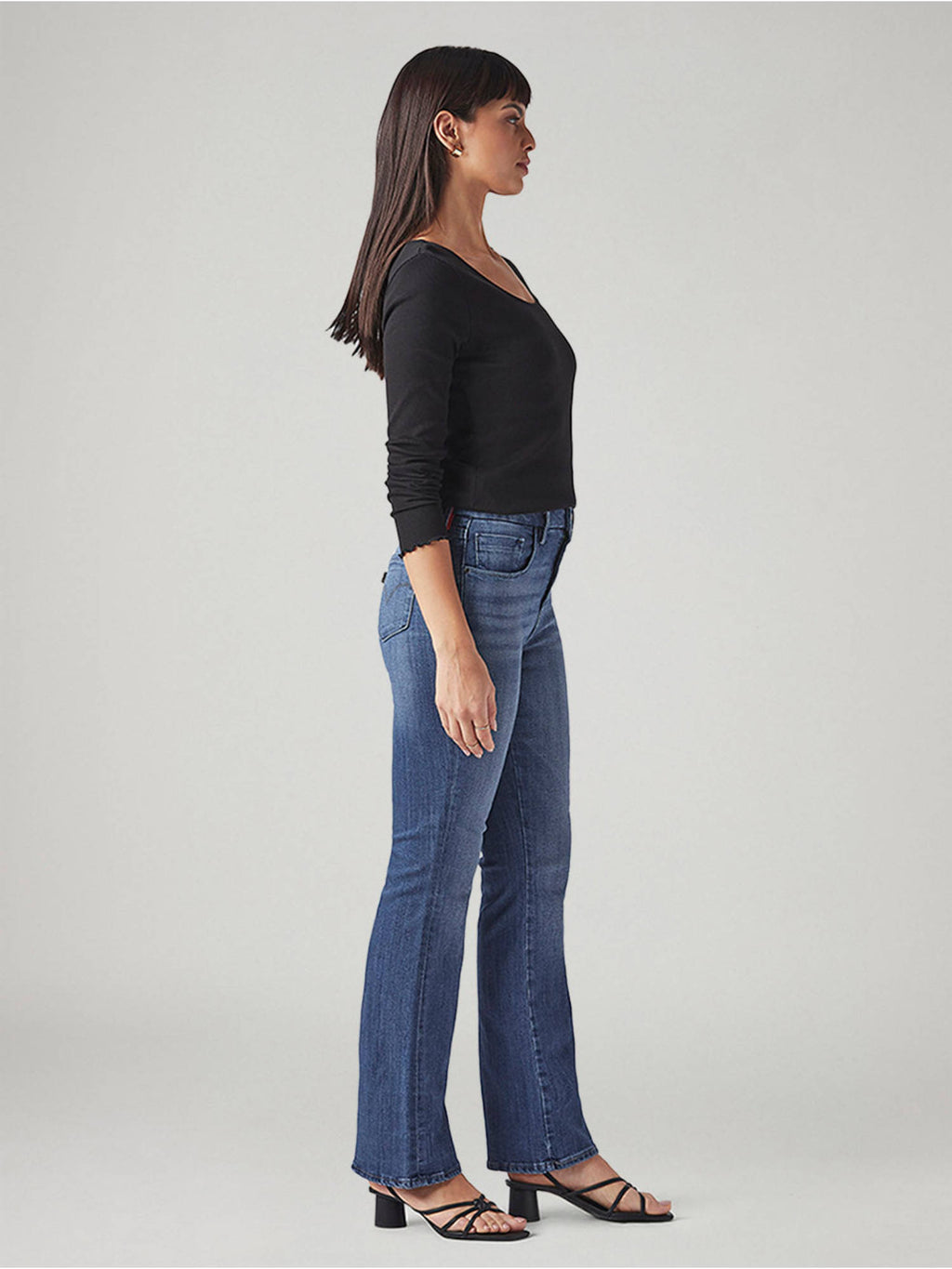 Womens 725 Blue Bootcut Fit High Rise Red Loop Jeans | BT10 - view 4