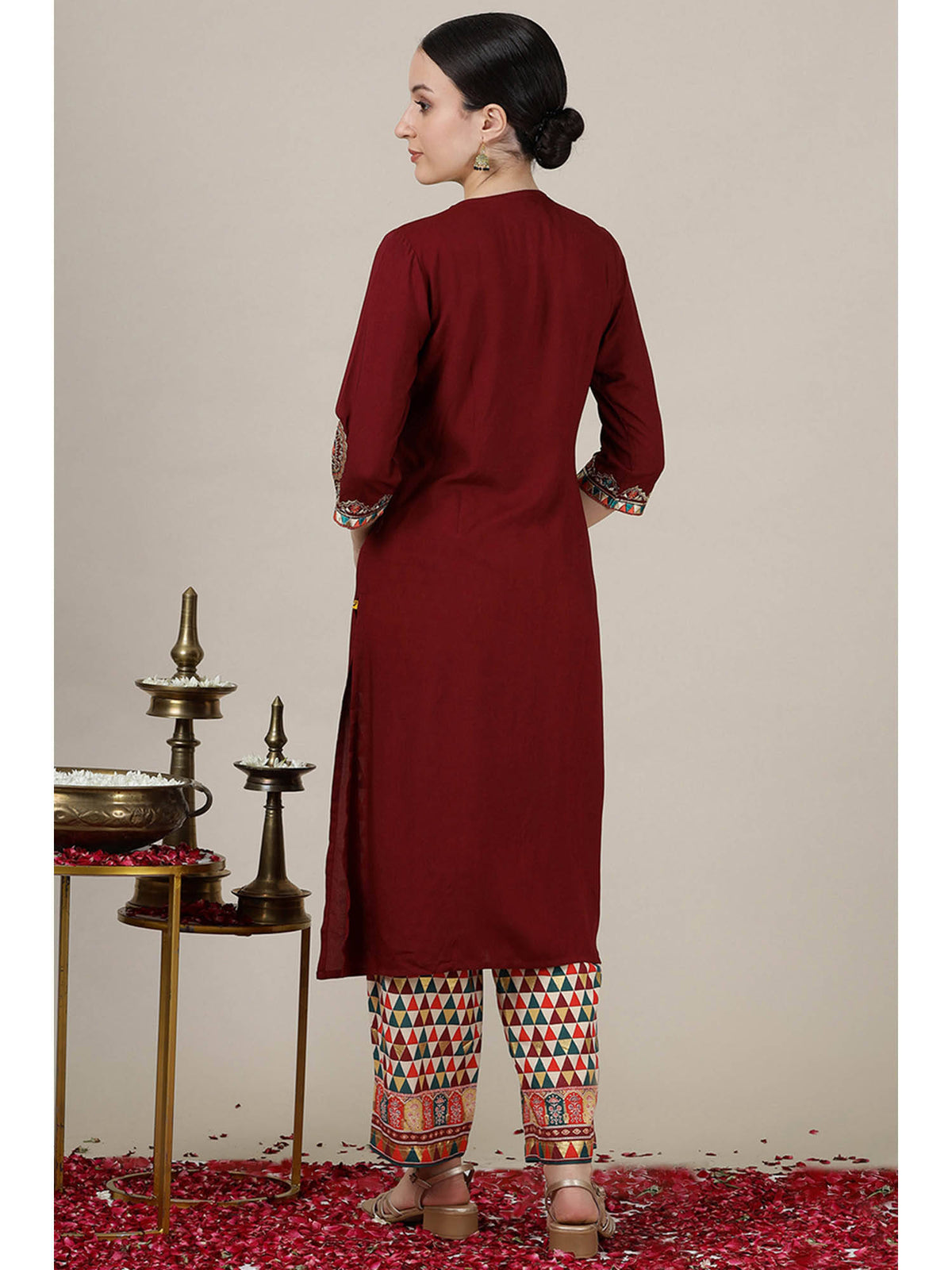 Emerald Green Sequined Straight Kurta with Pleated Yoke | U3S - view 13