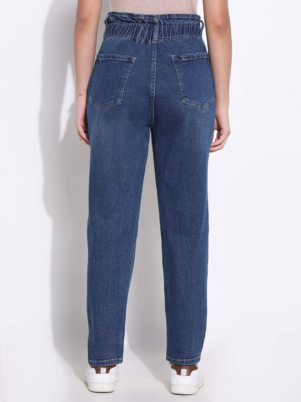 Basic Womens Solid Blue Mom Fit Jeans | ST23 - view 4