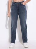 Basic Womens Solid Blue Straight Fit Jeans | ST23 - view 1