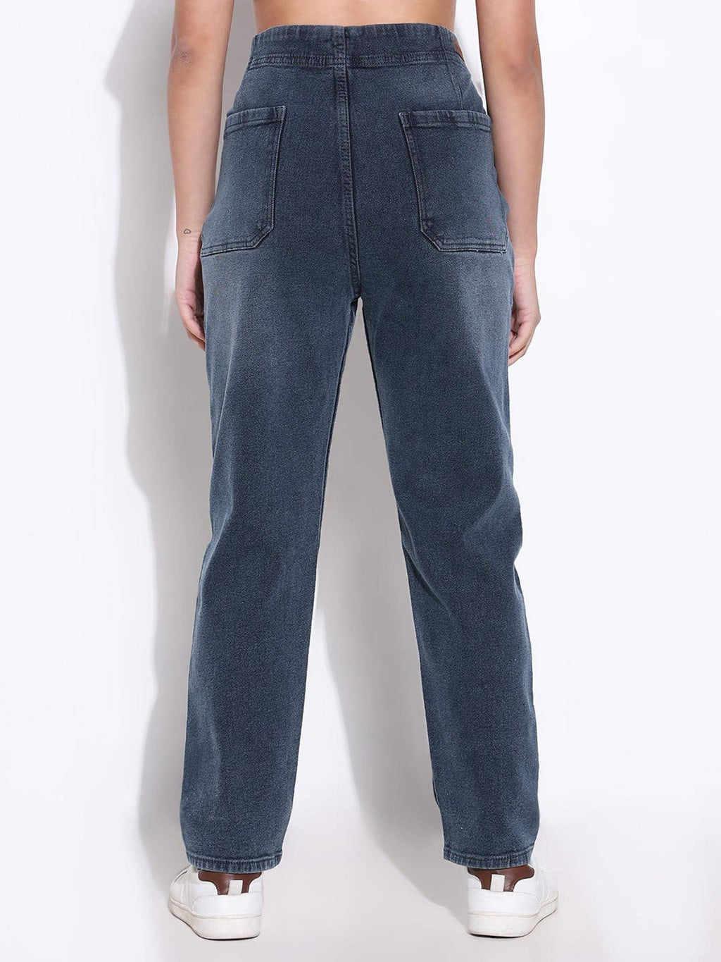Basic Womens Solid Blue Straight Fit Jeans | ST23 - view 4