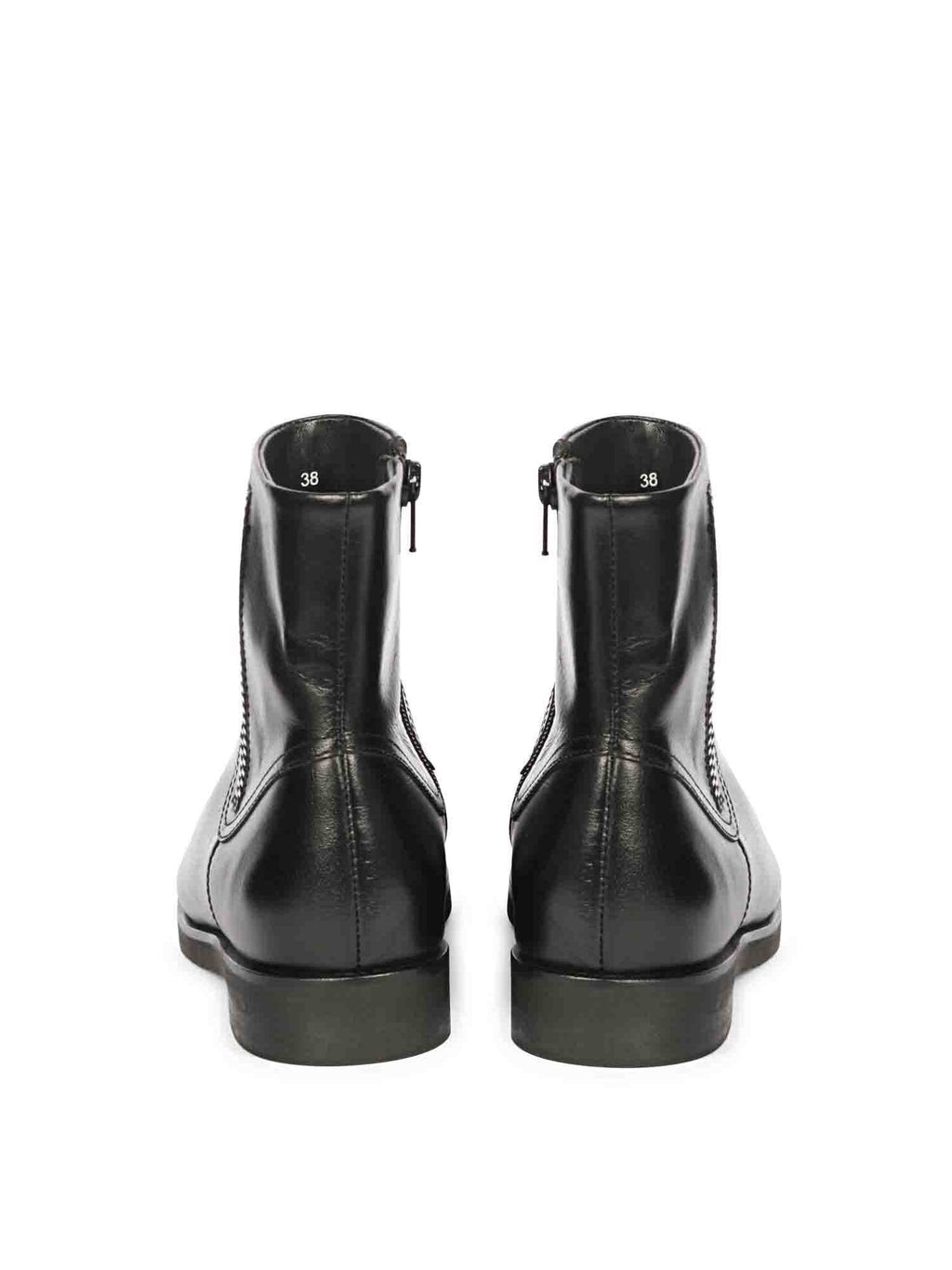 Ryann Black Leather Handcrafted InSide Zippers Ankle Boots | BT61 - view 5