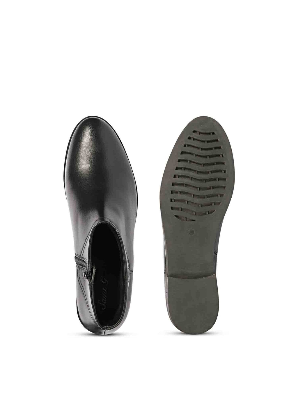 Ryann Black Leather Handcrafted InSide Zippers Ankle Boots | BT61 - view 7