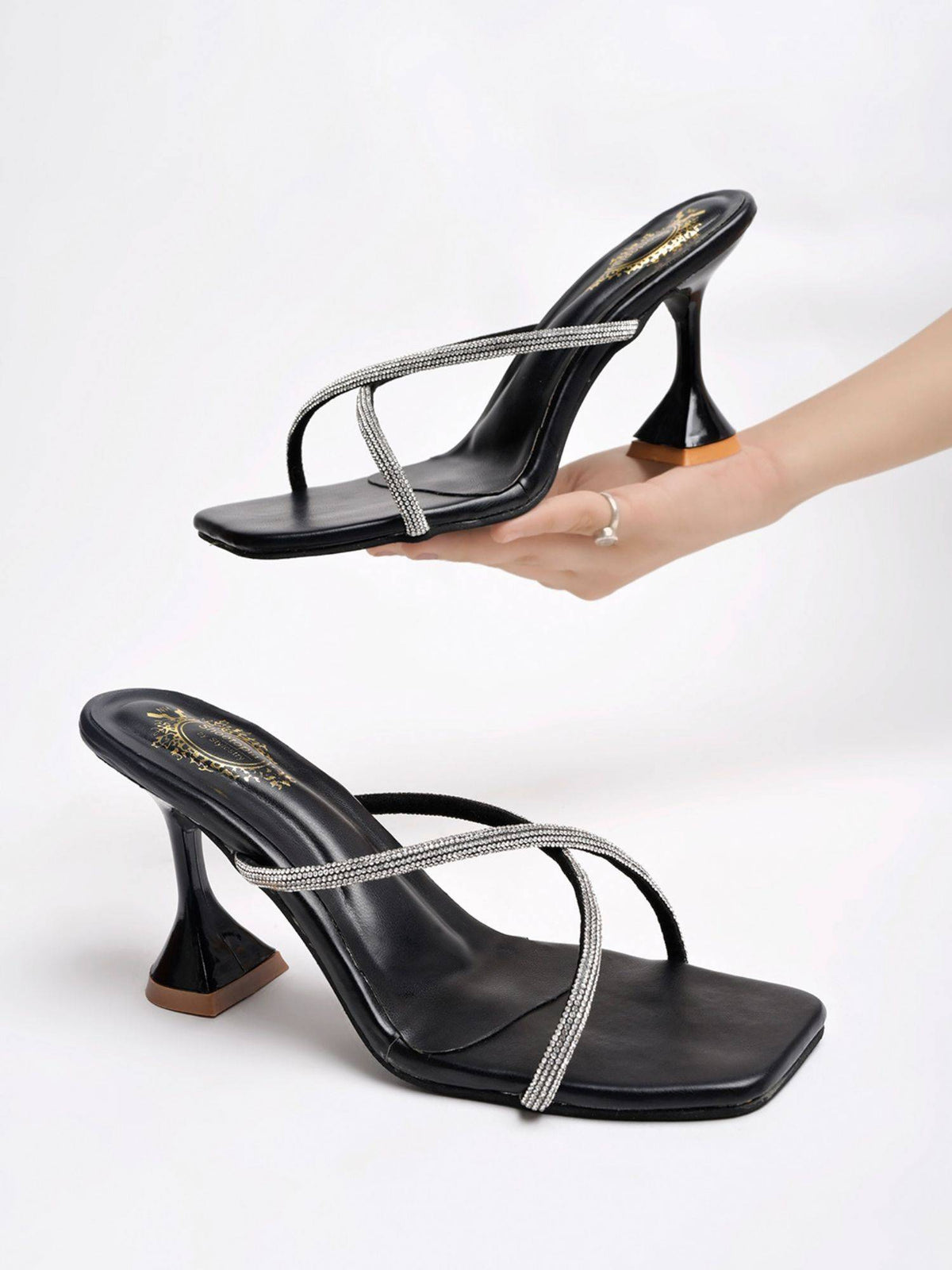 Upper Embellished Strap Rose-Gold Heels for Women & Girls | H78 - view 6