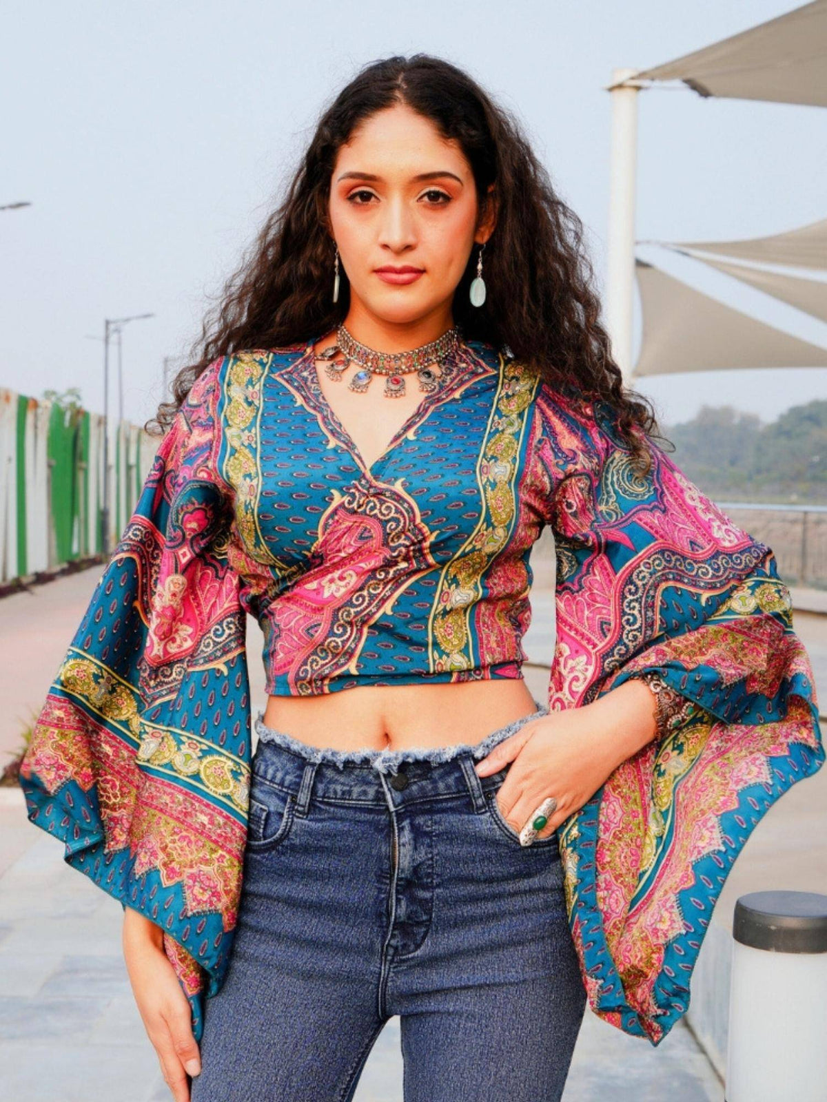 Bohemian Sunset Abstract Wrap Top | CT61 - view 6
