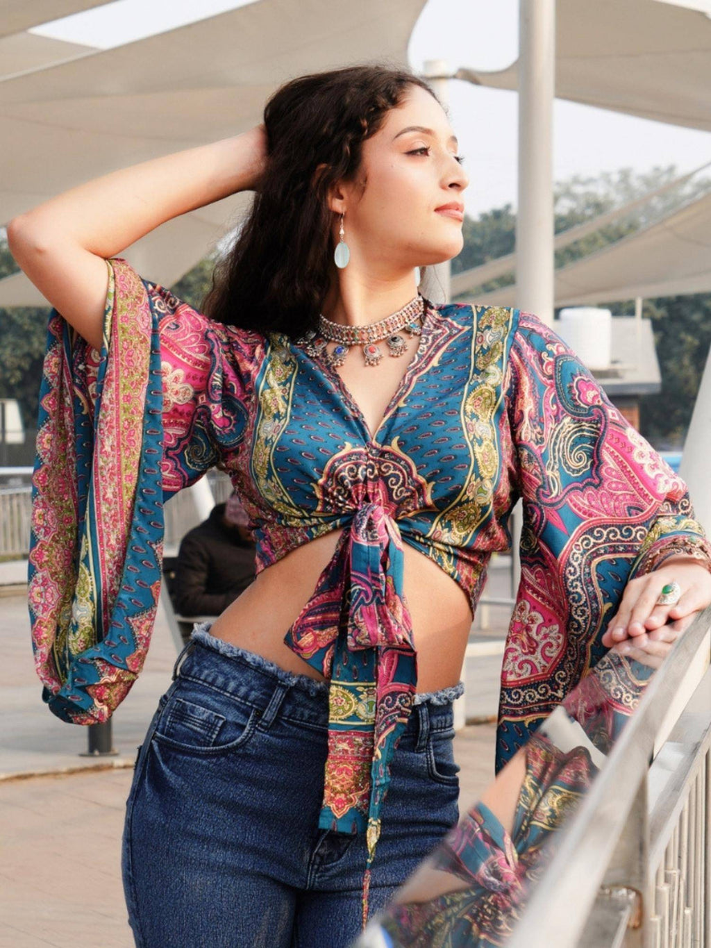 Bohemian Sunset Abstract Wrap Top | CT61 - view 8