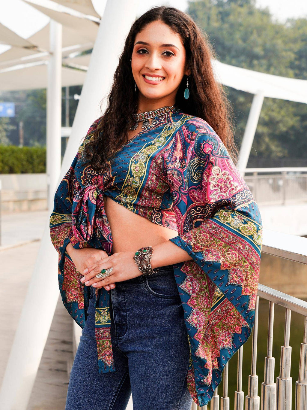 Bohemian Sunset Abstract Wrap Top | CT61 - view 10