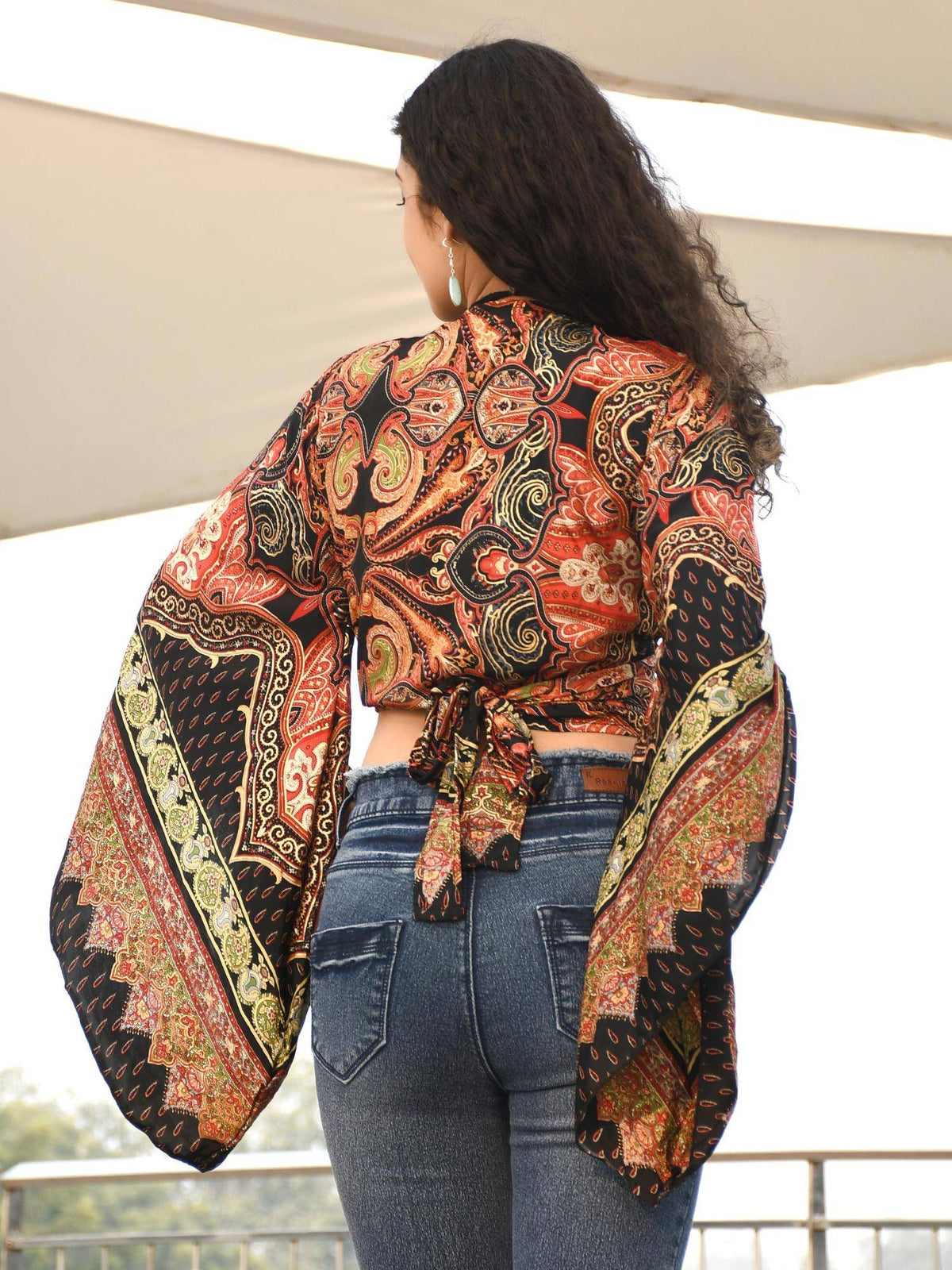 Bohemian Sunset Abstract Wrap Top | CT61 - view 3